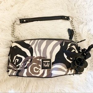 Small Rose Pattern Shoulder Bag Grey Tone